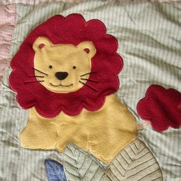 VTG Baby Quilt Crib Blanket Zoo Giraffe Lion Turtle Gator Giraffe Safari Jungle - Picture 6 of 9